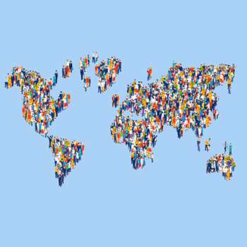 Colorful world map made up with figures