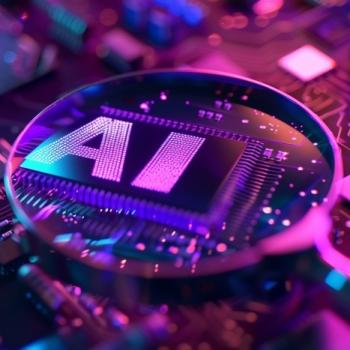 Magnifying Glass on Computer Motherboard AI Graphic